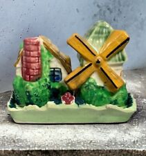 Cottage & Windmill on Tray 3-pce Salt & Pepper Shakers Vintage Occupied Japan picture