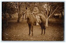 Dows Iowa IA Postcard RPPC Photo Boy Riding Horse c1910's Unposted Antique picture