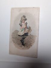 ARBUCKLE'S ARIOSA COFFEE VICTORIAN TRADE CARD GIRL WITH FLOWERS IN APRON picture