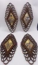 Vintage Burwood #1350 Diamond Shaped Wall Hanging Home Decor Plaques Set of 4  picture