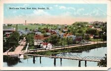 Dundee Illinois~Birdseye View East Side~Bridge in Foreground~1920s Postcard picture