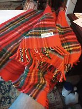 Vtg Wool The Scotch  House  Robe Red  Plaid Fringed Car/ House Throw 32