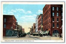 1929 Phillips Avenue Looking South Shops Cars Sioux Falls South Dakota Postcard picture