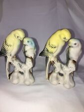 Vintage Ceramic Parakeet Lovebirds x2 (pair) Japan  picture