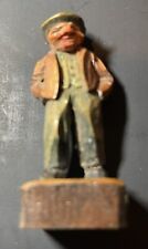 Vintage Wooden Hand Carved Miniature Standing Man  Figure Made In Italy picture