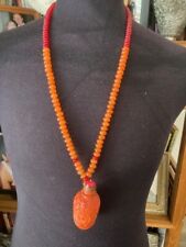 Dramatic Chinese Orange and Red Snuff Bottle Necklace From Film Collection picture