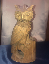 Vintage Russia Carved Wooden Owl Pen Holder  ? 8 1.2