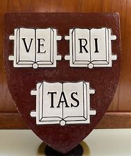Vintage Harvard University Plaque Wooden With Leather Texture Ve Ri Tas picture