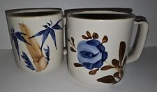 Vintage Handpainted Stoneware Ortigari Mugs - Set Of 2 picture