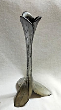 Vintage Nickel Orchid Candlestick Tall Orchid Shaped Candlestick picture