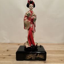 Vtg Japan Nishi Geisha Doll Windup Sanjo Music Box 11” tall. Tested And Working picture