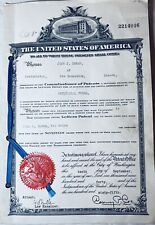 Vintage 1940 Official Signed US Patent Certificate For Artificial Trees picture