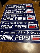 5 Vintage Pepsi Drink And Drive Bumper Sticker Lot Cola Soda picture