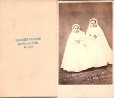 Charmont & Sterlin, Dijon, Two Young Communicants Vintage CDV Albumen Card picture