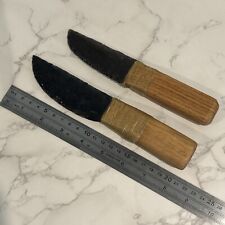 Set of 2 Obsidian Knives With Wooden Handles picture
