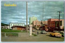 Fairbanks Alaska Postcard First Avenue Chamber Of Commerce Log Cabin c1960s Cars picture