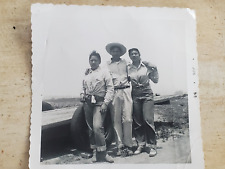 VINTAGE 1950'S PHOTO MEXICAN AMERICAN GREASER ROCKABILLY WOMEN WITH MAN IN HAT picture