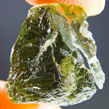 Certified Rare Moldavite - with natural etched break - Uncommon shape picture