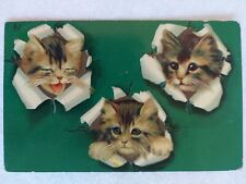 Antique Embossed German Postcard 1910 Kittens One Cent Ben Franklin  picture