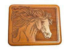 Wilderness Woods Laser Engraved Wooden Horse Jewelry Box picture
