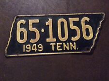 1949 Original Tennessee State shape License Plate # 65-1056 Macon County picture