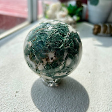 490g Natural Moss Agate Sphere Quartz Crystal Ball Healing 72mm 4th picture