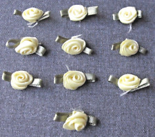 10 VINTAGE YELLOW RIBBONWORK FLOWERS APPLIQUES FOR REPURPOSE picture