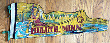 Vintage Duluth Minnesota Native American Canoe Felt Flag Pennant 23x8.5 HTF picture