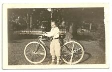 Bicycle 1930s Real Photo White Wall Balloon Tires Snapshot VTG 2.5x4.5 picture