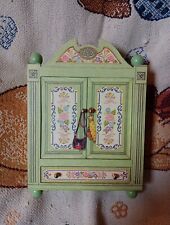 Vintage Green Mary Engelbreit Armoire Doors Drawer Open Jewelry Storage Box 10” picture