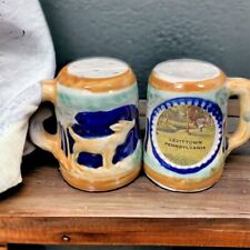 Levittown PA Salt & Pepper Shakers Stein Mug Japan Vintage 2.5