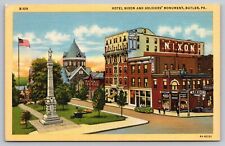 Postcard Hotel Nixon and Soldiers' Monument Butler PA Pennsylvania picture