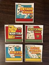 Lot of 5 Decals - Vintage 1960’s Central and Western Provinces, Canada, Souvenir picture