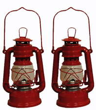 Lot of 2 - 8 Inch Red Hurricane Kerosene Oil Lantern Hanging Light / Lamp picture
