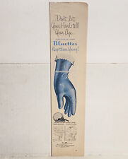 Vintage 1956 Knit Cotton Lined Bluettes Rubber Gloves Magazine Print Ad picture