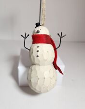 Target Vintage 2009 Birchwood Chalet Rustic Snowman Christmas Ornament Red Scarf picture