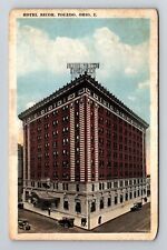 Toledo OH-Ohio Hotel Secor Exterior Old Car People Walking Vintage Postcard picture