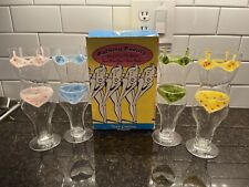 Vtg Twos Company Bathing Beauty Drink Glasses 4 Hand Blown Painted Bikini In Box picture