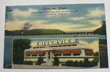 Vintage Linen Postcard ~ Riverview Diner View ~ Harrisburg Pennsylvania PA picture