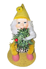 Radko Shiny Brite Sitting Pretty Gnome & Wreath Ornament vintage Christmas  picture