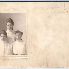 RARE 1900s Real Photo Cabinet Card Girls Cardboard Private Picture Postcard A167 picture