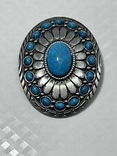 Retro Oval Turquoise Colored Stone Alloy Belt Buckle picture