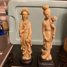 Vintage statuette of ancient couple of Wise Chinese Man and Elegant Lady picture