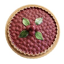 Vintage Sanor Ceramica Hand Painted Ceramic Raspberry Pie Dish w/ Cover Portugal picture
