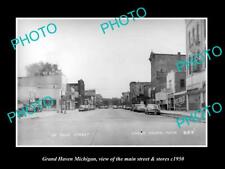 OLD LARGE HISTORIC PHOTO OF GRAND HAVEN MICHIGAN THE MAIN ST & STORES c1950 picture