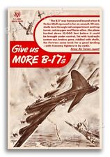 “Give us More B-17's” 1943 Vintage Style WW2 War Army Poster - 16x24 picture