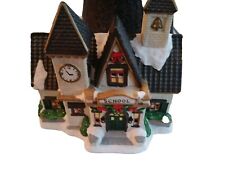 Dickens Collectables Towne Series Porcelain Village School House Lighted 1995 picture