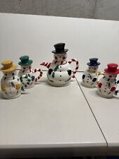 Temp-tations Snowman Christmas Winter Tea Set 5 Piece w/Teapot & 4 Mugs picture