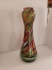 Vintage Mid Century Modern Art Glass Vase Multicolor Abstract Swirl Design picture