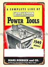 1949 Sears Power Tool craftsmen mechanics metal tin sign garage man cave plans picture